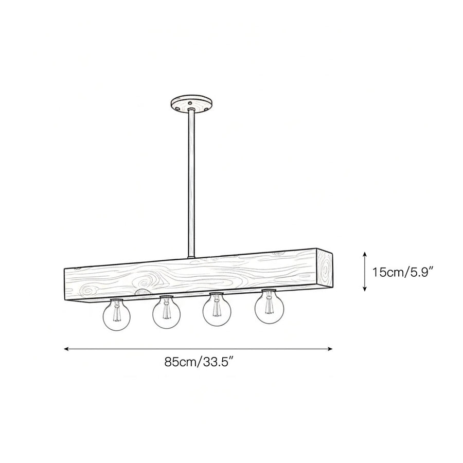 Wood-beam Island Chandelier – detail 3 — Dimension drawings 1