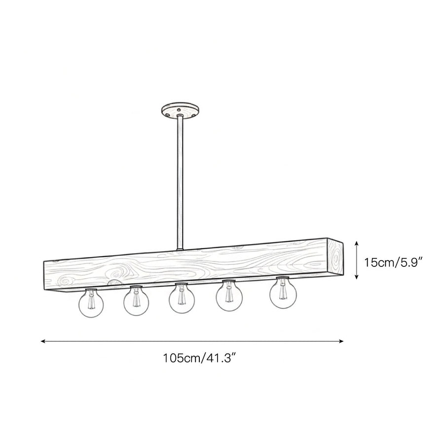 Wood-beam Island Chandelier – detail 4 — Dimension drawings 2
