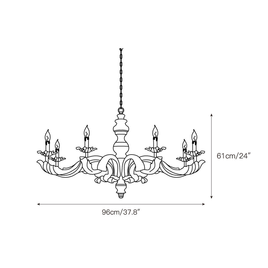 Wooden Roman Column Chandelier – detail 4 — Dimension drawings 2