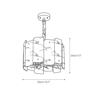 Zoe Tiered Alabaster Chandelier – detail 3 — Dimension drawings 1