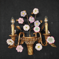 Load image into Gallery viewer, Tole Ceramic Flower Wall Lamp