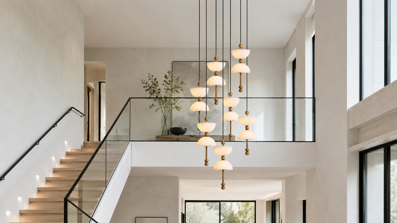 4 Sculptural Alabaster Chandeliers for Tall Spaces