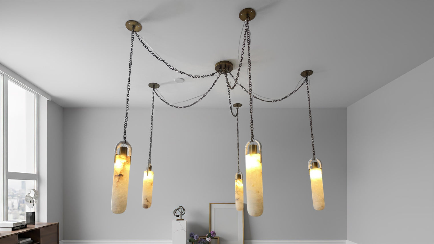 Sculpted by Nature: The Ethereal Beauty of the Flint Alabaster Pendant Lamp ✨