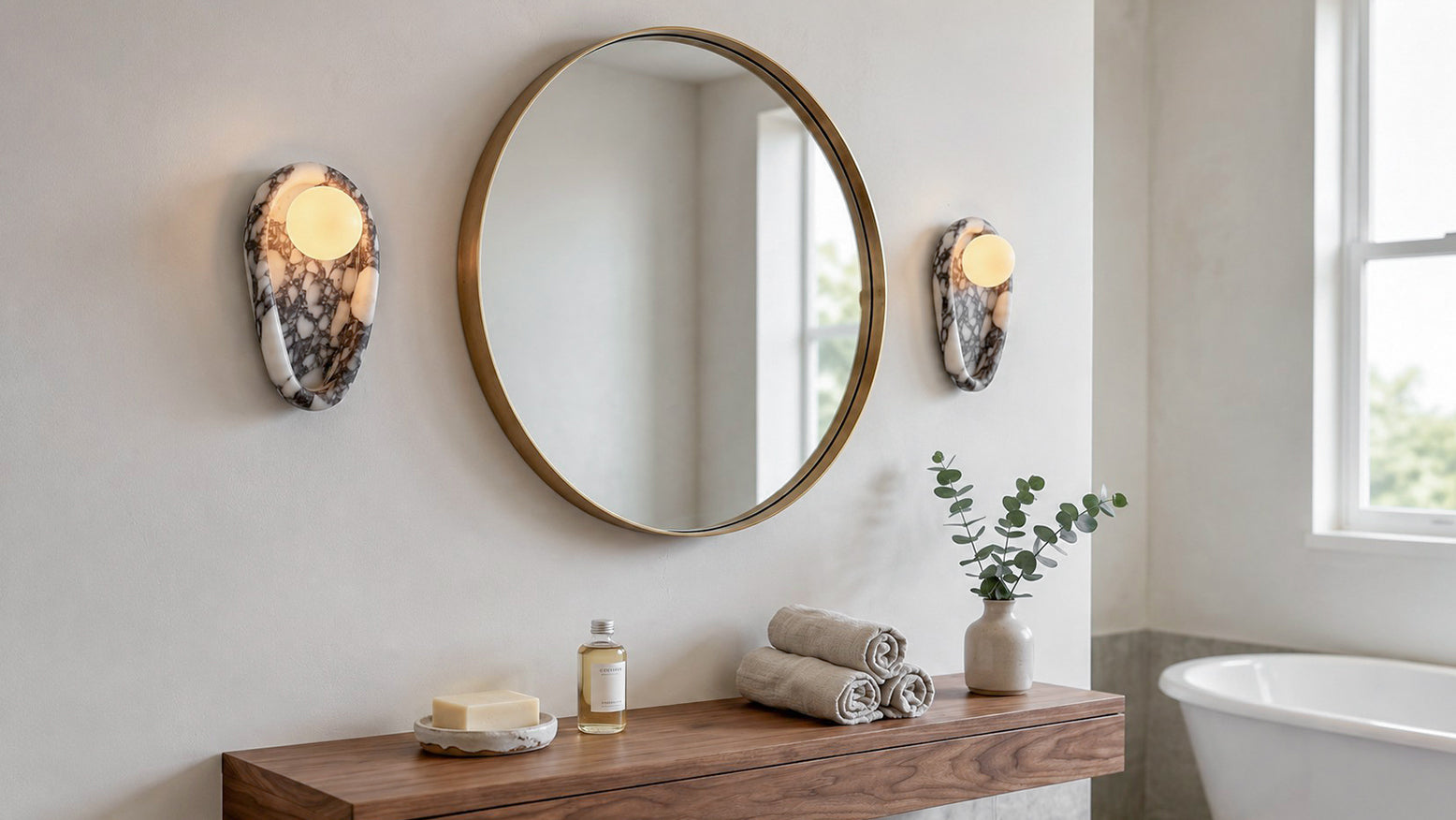6 Sculptural Natural Stone Wall Sconces That Double as Wall Art