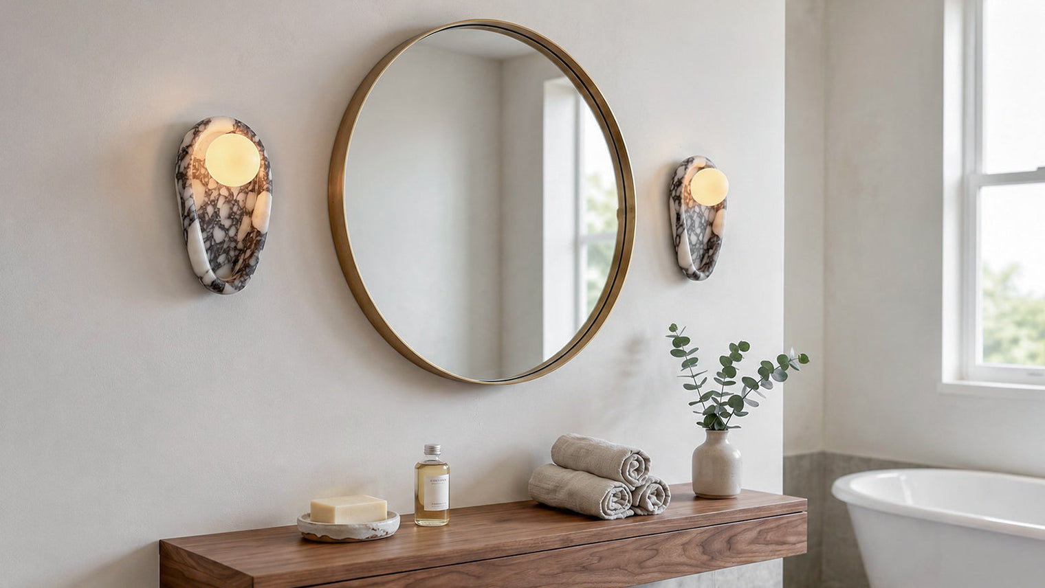 6 Sculptural Natural Stone Wall Sconces That Double as Wall Art