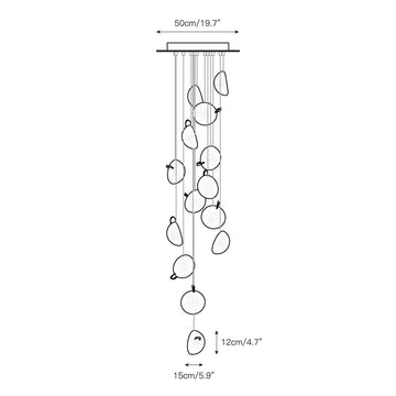 Mesh Glass Cluster Chandelier – detail 8 — Dimension drawings 6