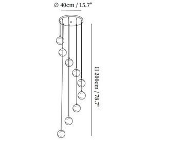Alabaster Balls Cluster Chandelier – detail 6 — Dimension drawings 4