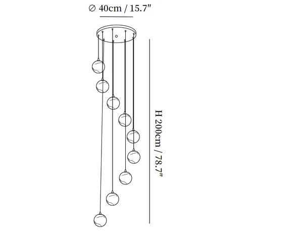 Alabaster Balls Cluster Chandelier – detail 6 — Dimension drawings 4