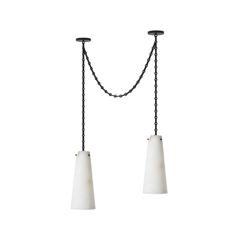Industrial Cascade Chain Alabaster Chandelier