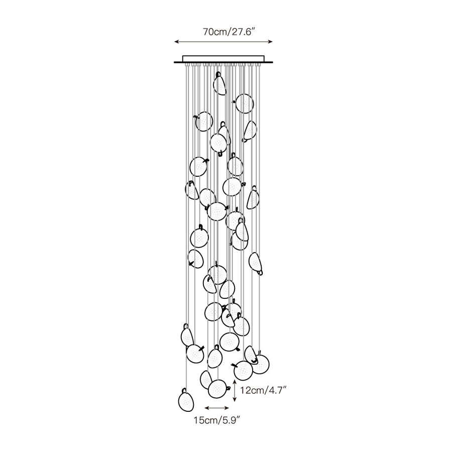 Mesh Glass Cluster Chandelier – detail 11 — Dimension drawings 9