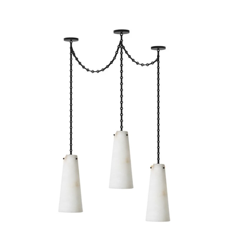 Industrial Cascade Chain Alabaster Chandelier