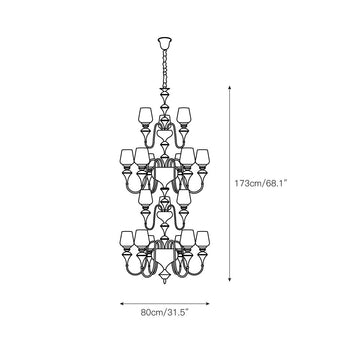 Abrahamson Shaded Tiered Chandelier – detail 5 — Dimension drawings 3