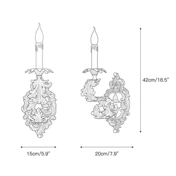 Adriana Baroque Wall Lamp – detail 3 — Dimension drawings 1