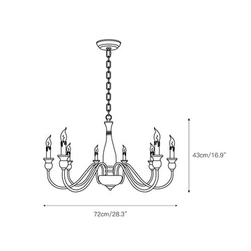French Country Candle Chandelier – detail 3 — Dimension drawings 1
