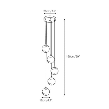Alabaster Balls Cluster Chandelier – detail 4 — Dimension drawings 2