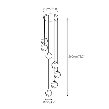 Alabaster Balls Cluster Chandelier – detail 5 — Dimension drawings 3