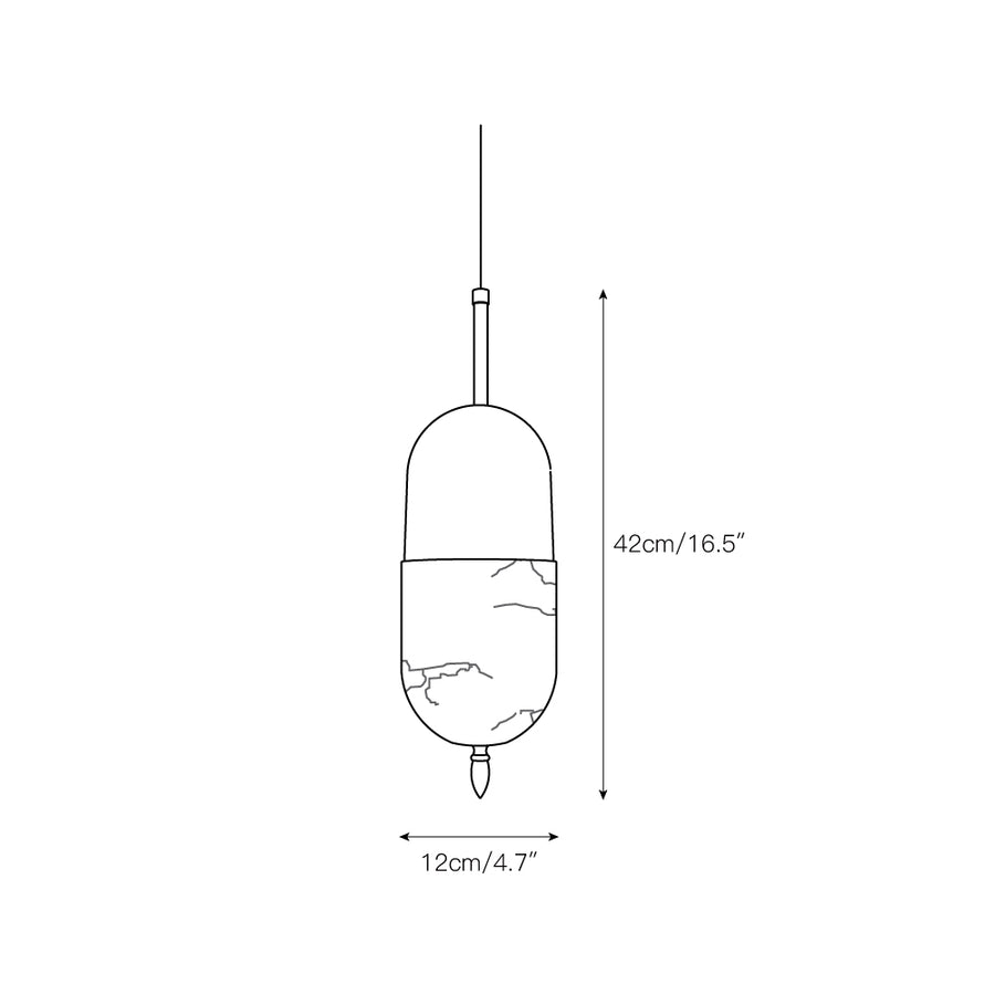 Alabaster Bolus Pendant Light – detail 6 — Dimension drawings 3