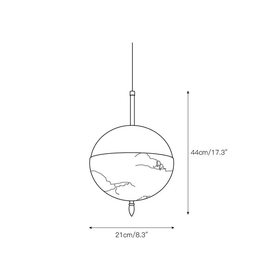 Alabaster Bolus Pendant Light – detail 5 — Dimension drawings 2