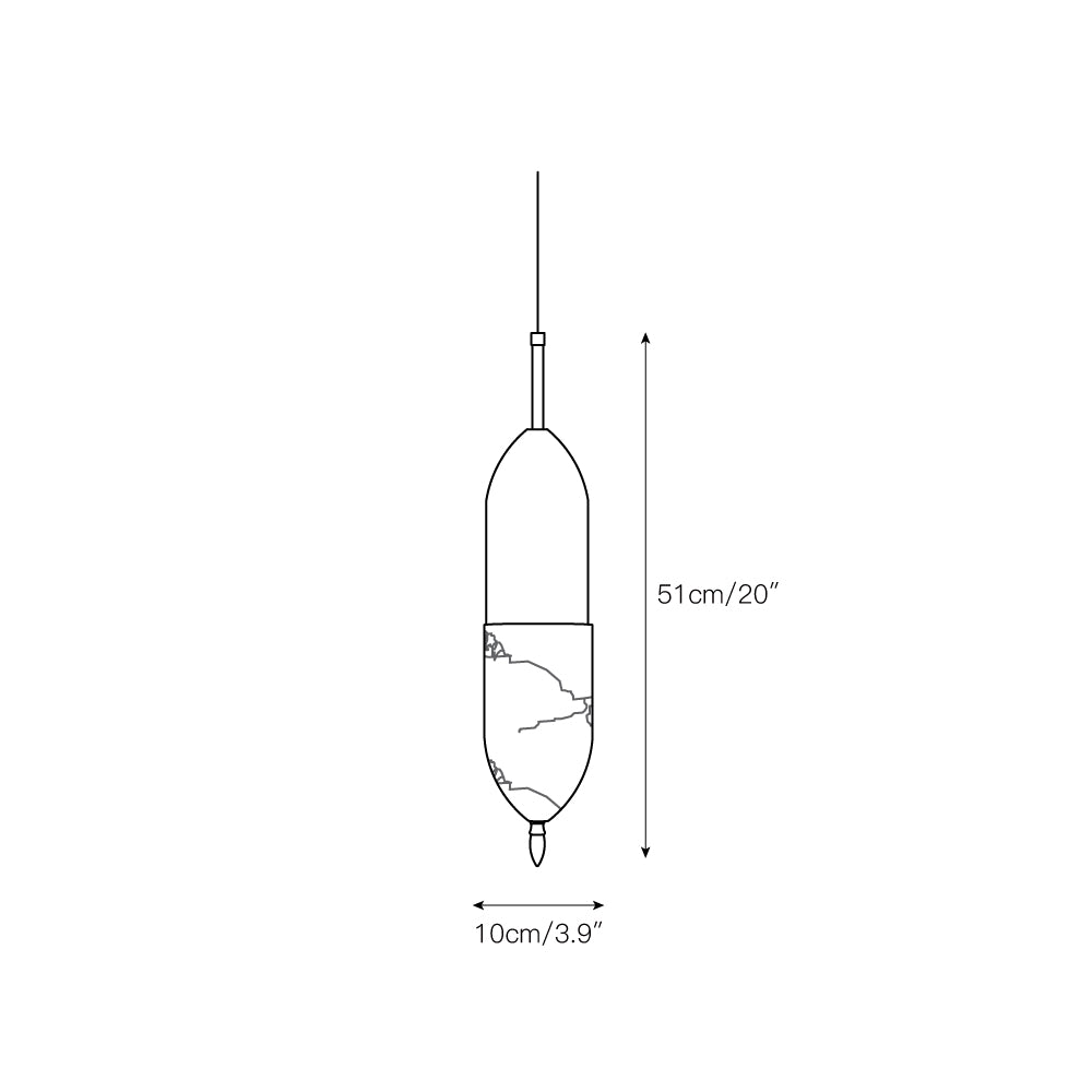 Lampe à suspension Bolus en albâtre