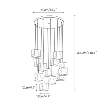 Alabaster Box Chandelier – detail 3 — Dimension drawings 1