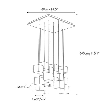 Alabaster Box Chandelier – detail 4 — Dimension drawings 2