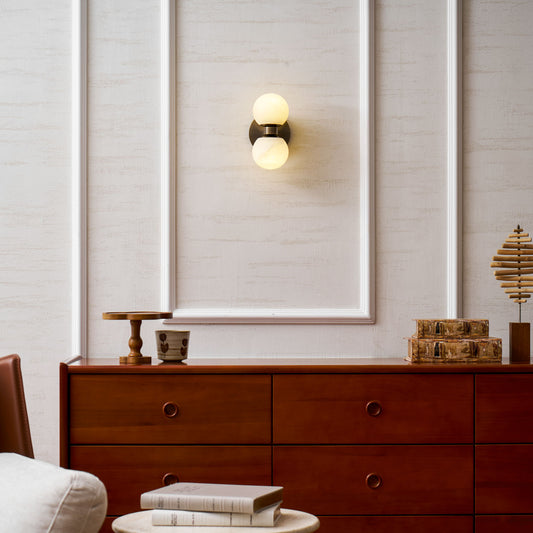 Dual Globe Alabaster Wall Lamp