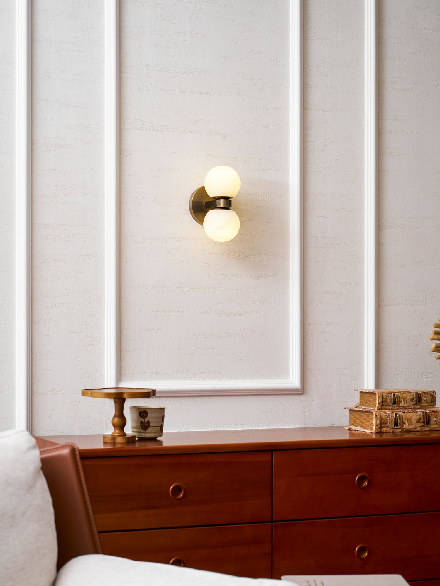 Dual Globe Alabaster Wall Lamp