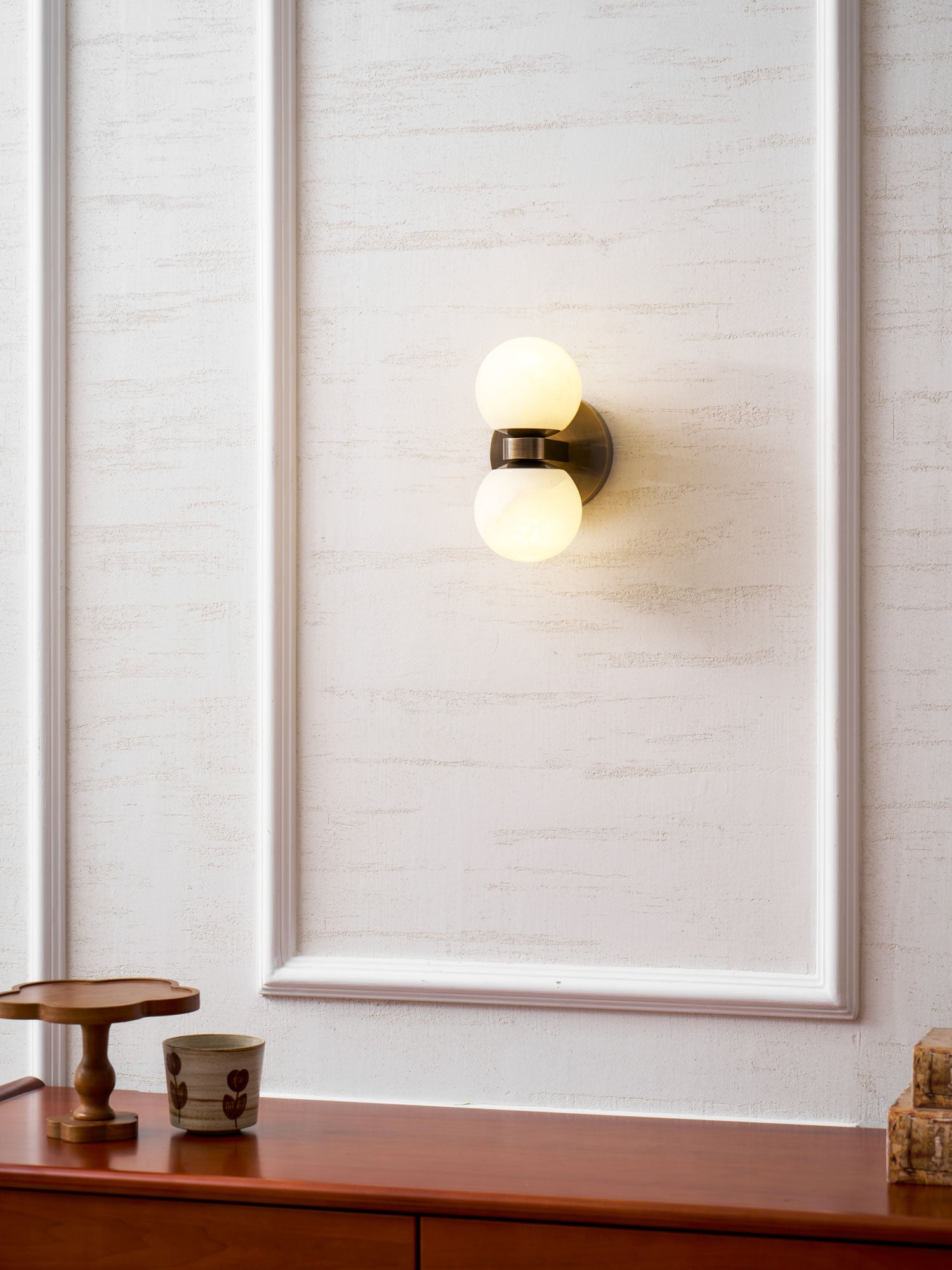 Dual Globe Alabaster Wall Lamp