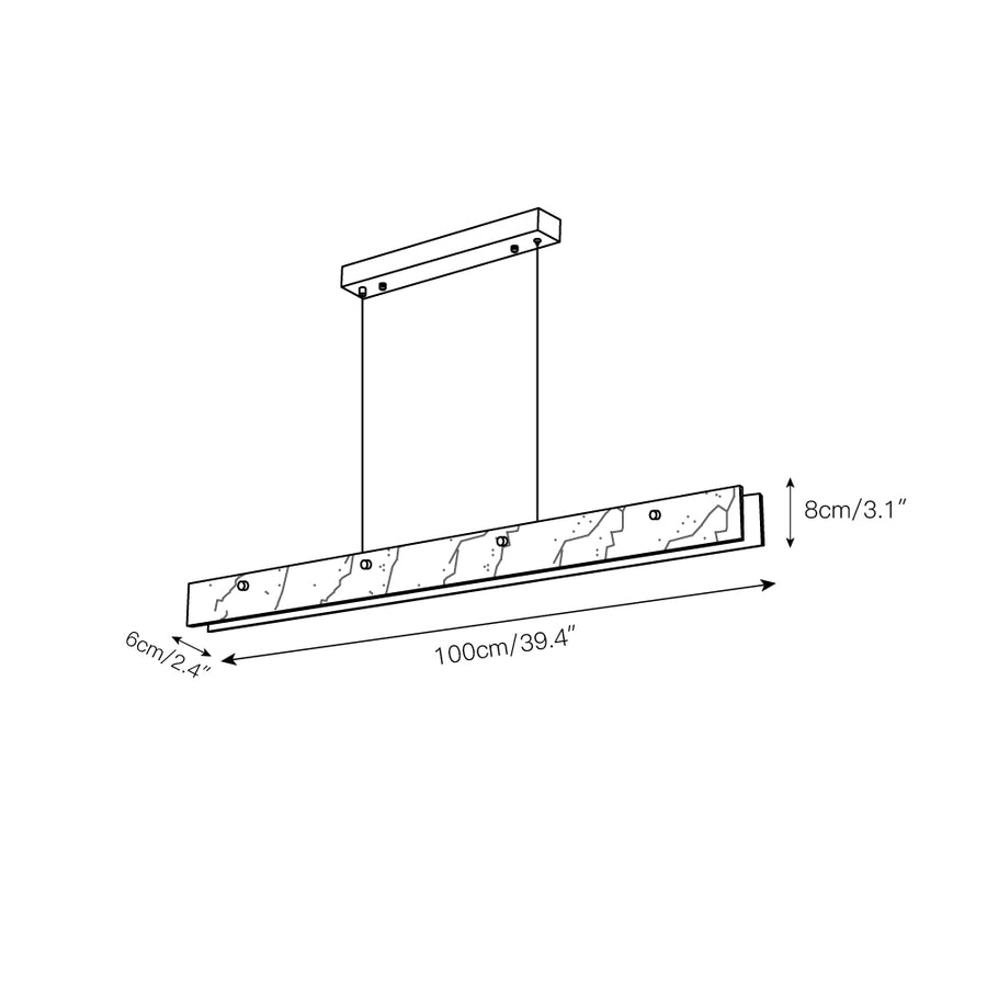 Alabaster LED Linear Pendant Light – detail 3 — Dimension drawings 1