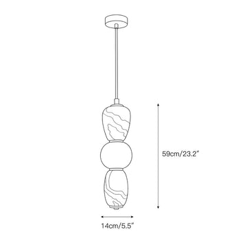 Alabaster Pendulous Pearl Pendant Lamp – detail 3 — Dimension drawings 1