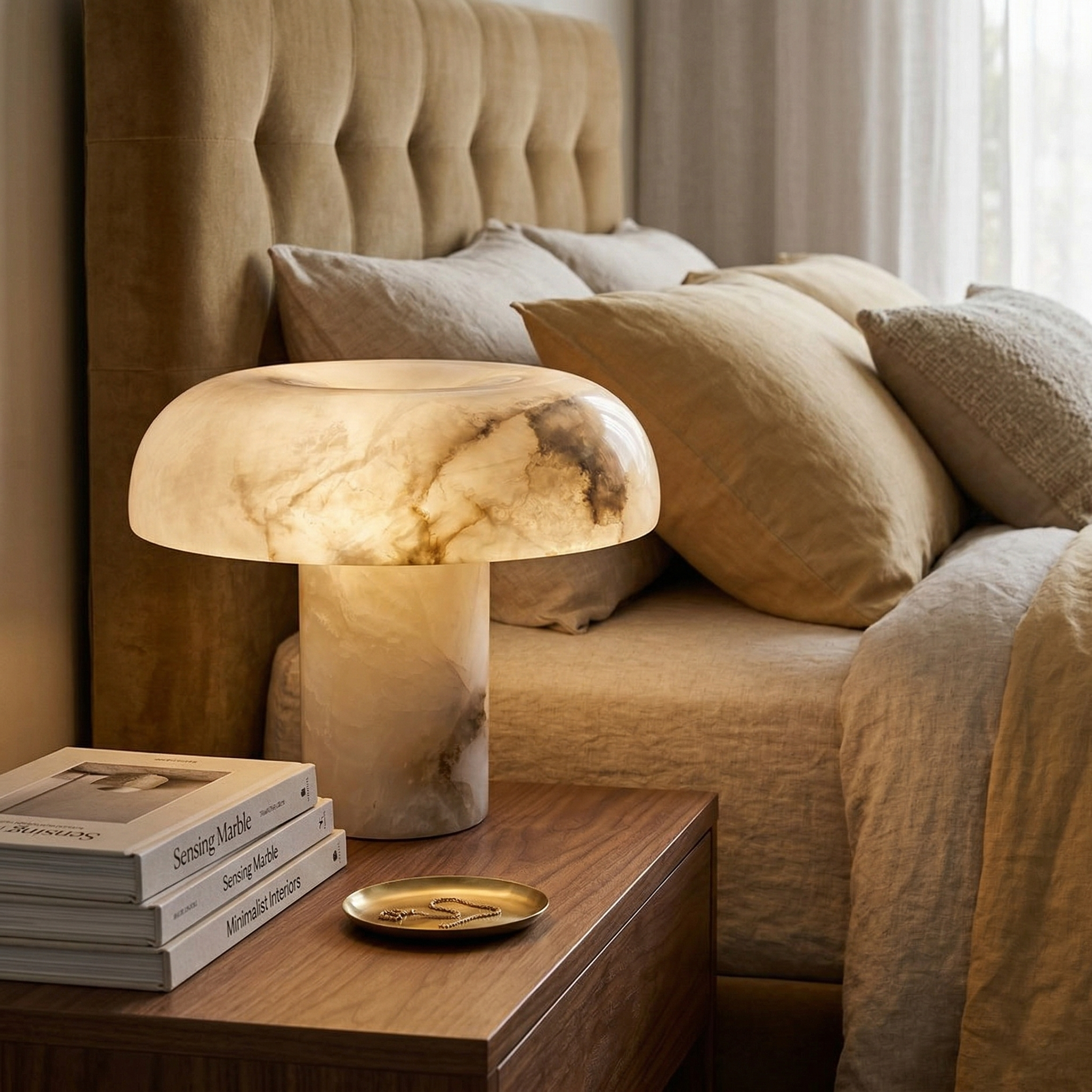 Mushroom Type Alabaster Table Lamp