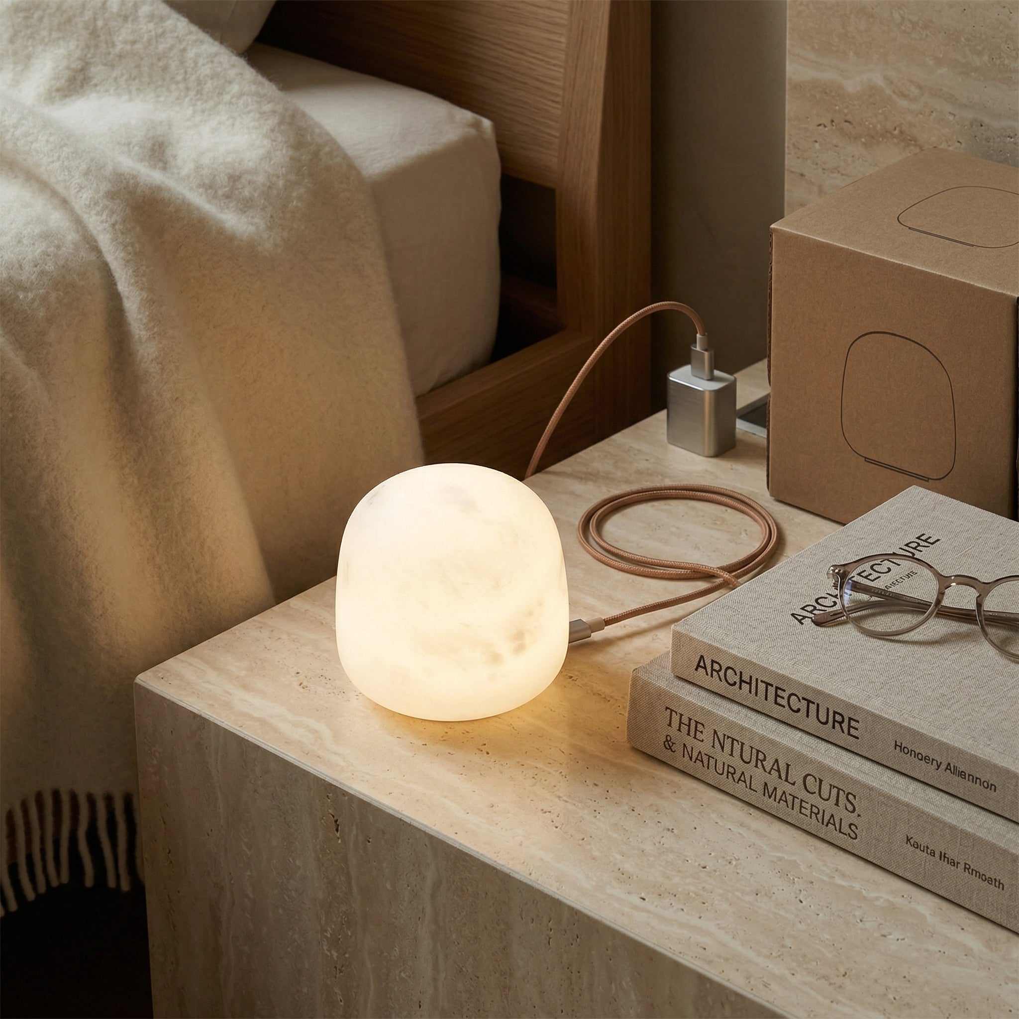 Alabaster Petite Portable Lamp (Built-in Battery)