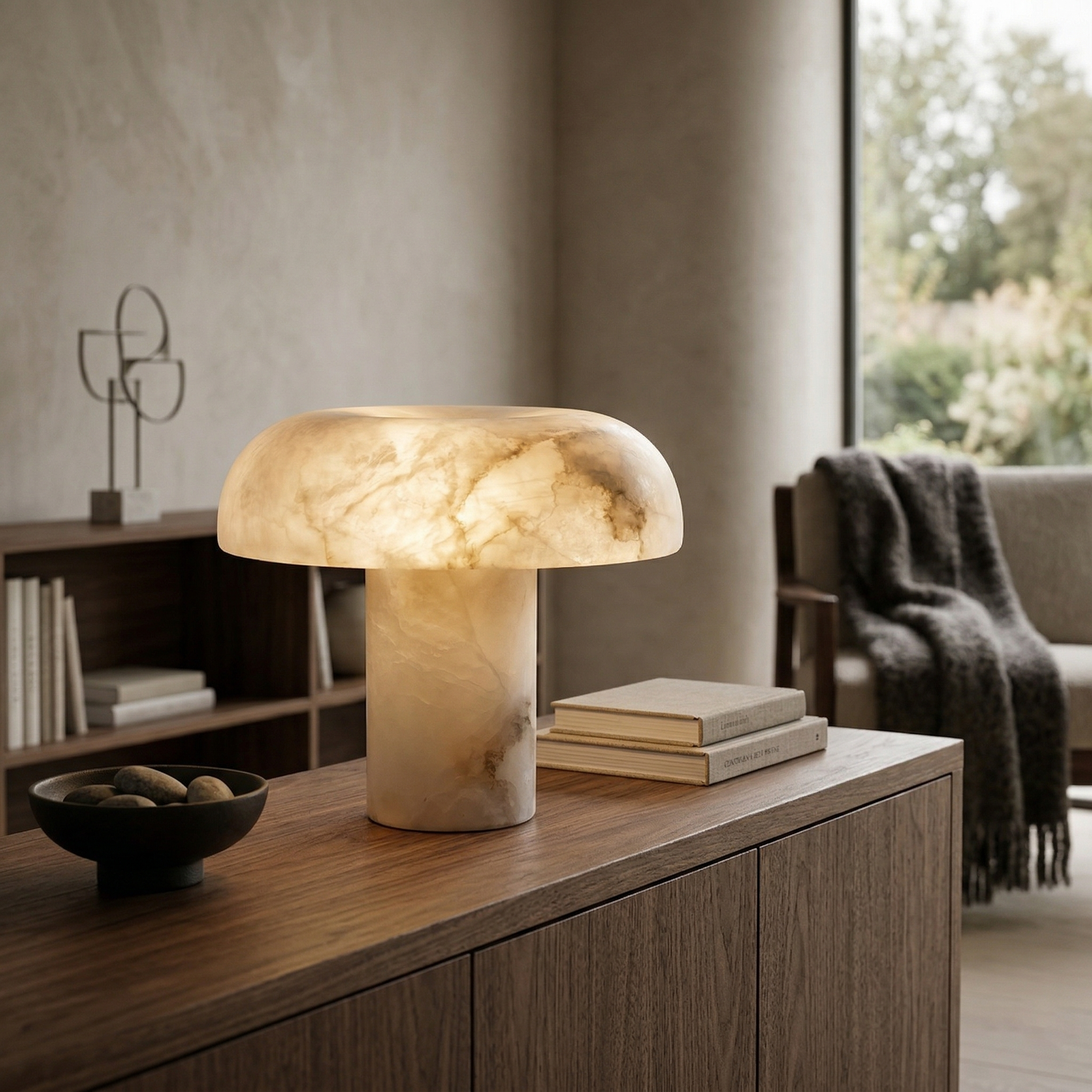 Mushroom Type Alabaster Table Lamp