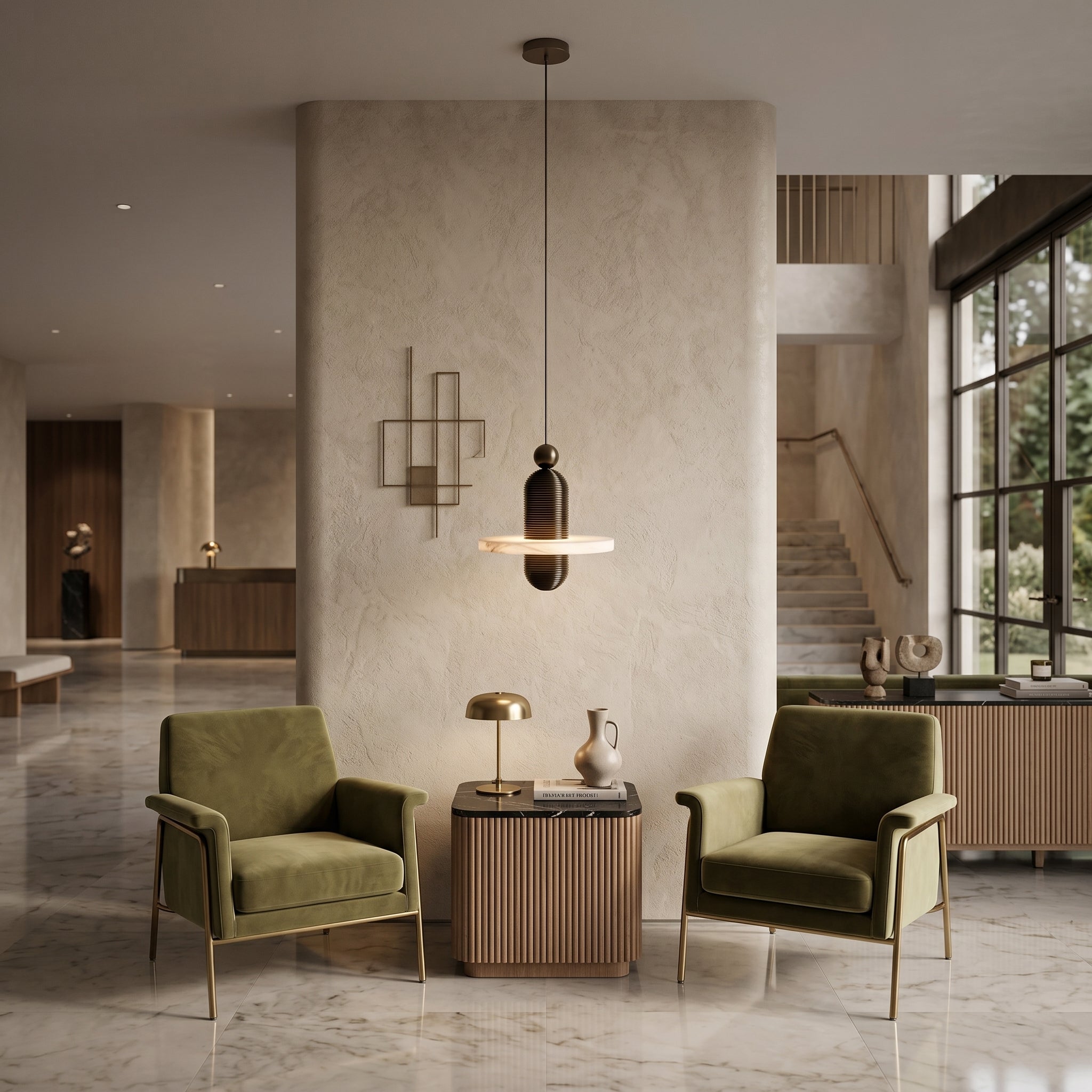 Lampe à suspension comète en albâtre