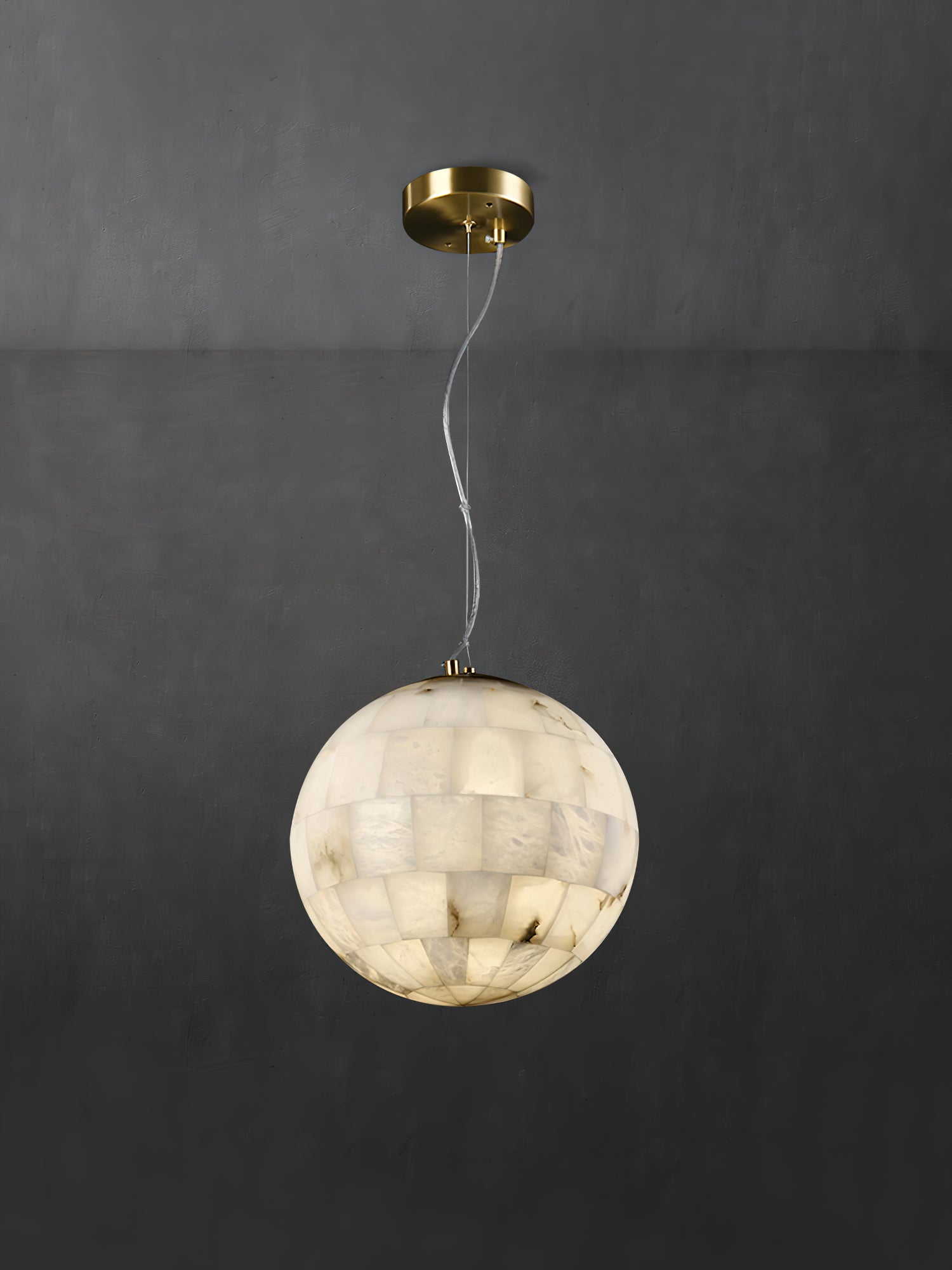 Lampe à suspension boule en albâtre