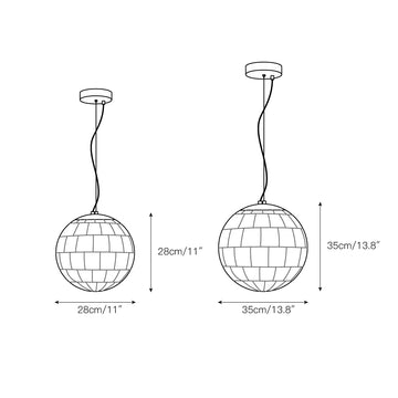 Alabaster Ball Alabaster Pendant Light – detail 5 — Dimension drawings 1
