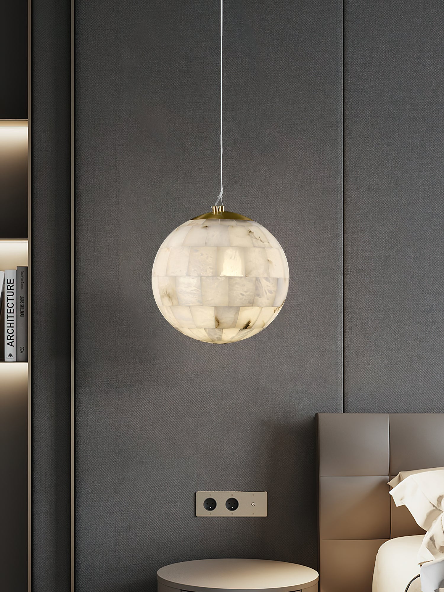 Alabaster Ball Pendant Light