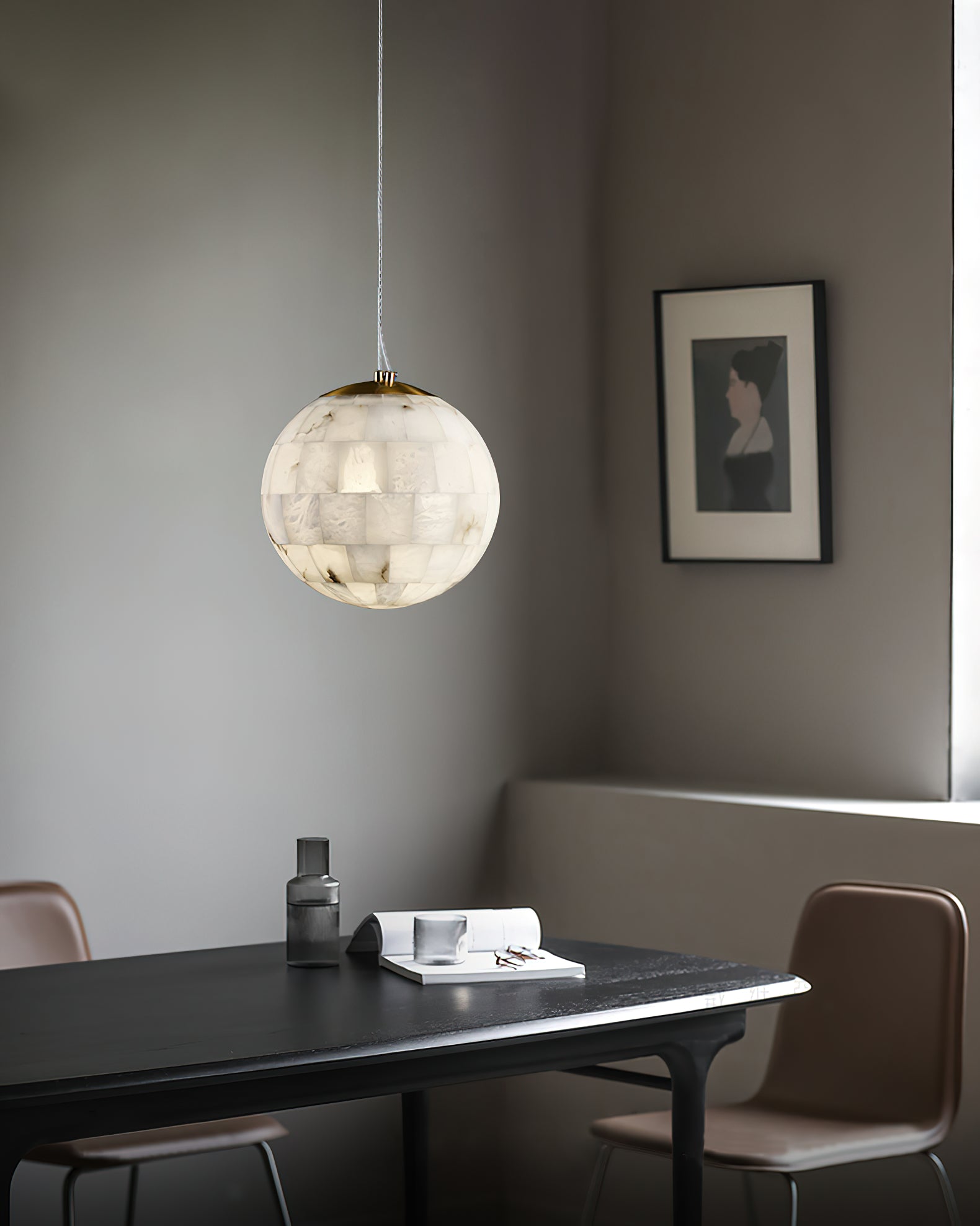 Alabaster Ball Pendant Light