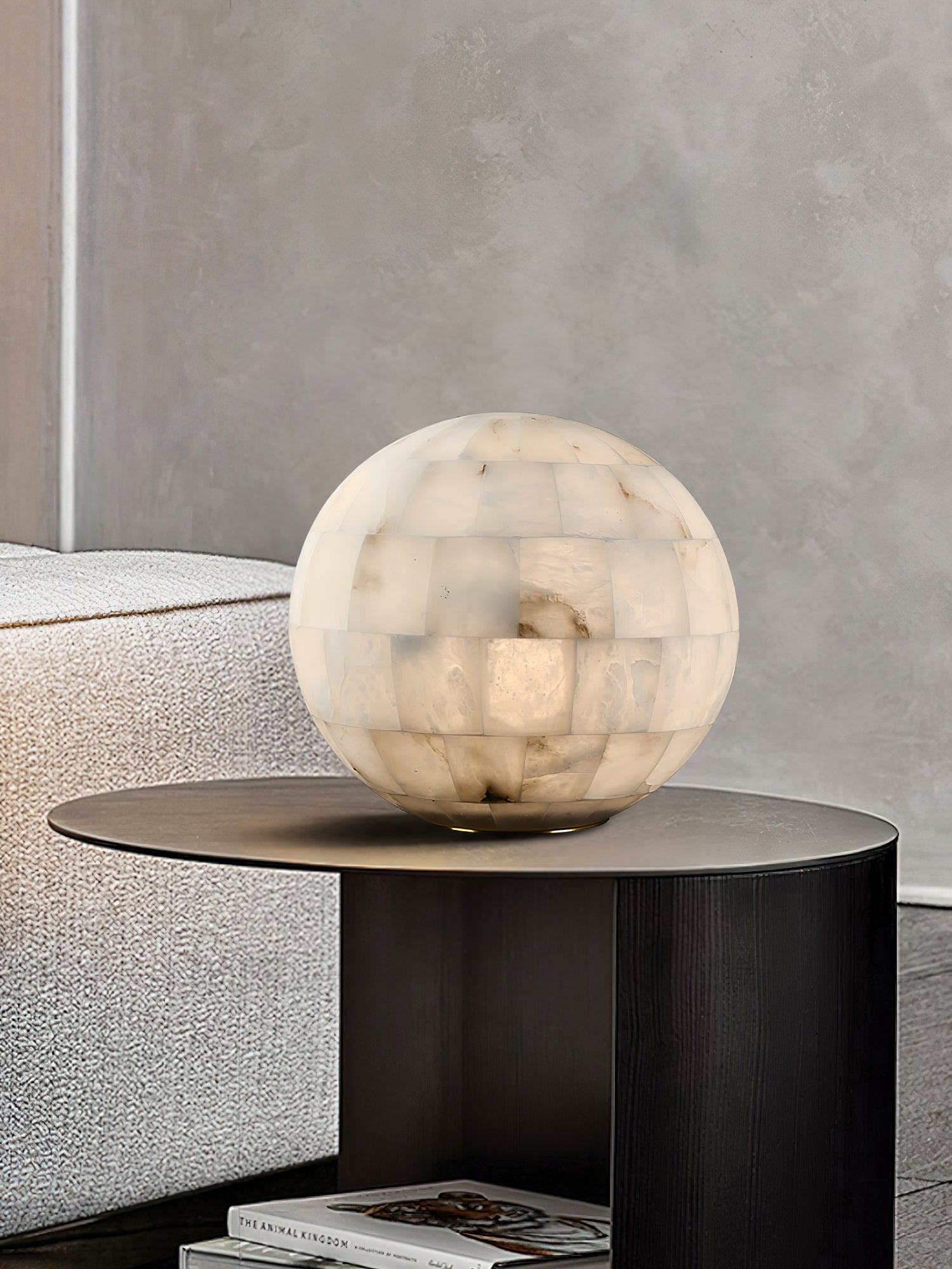 Lampe de table boule en albâtre