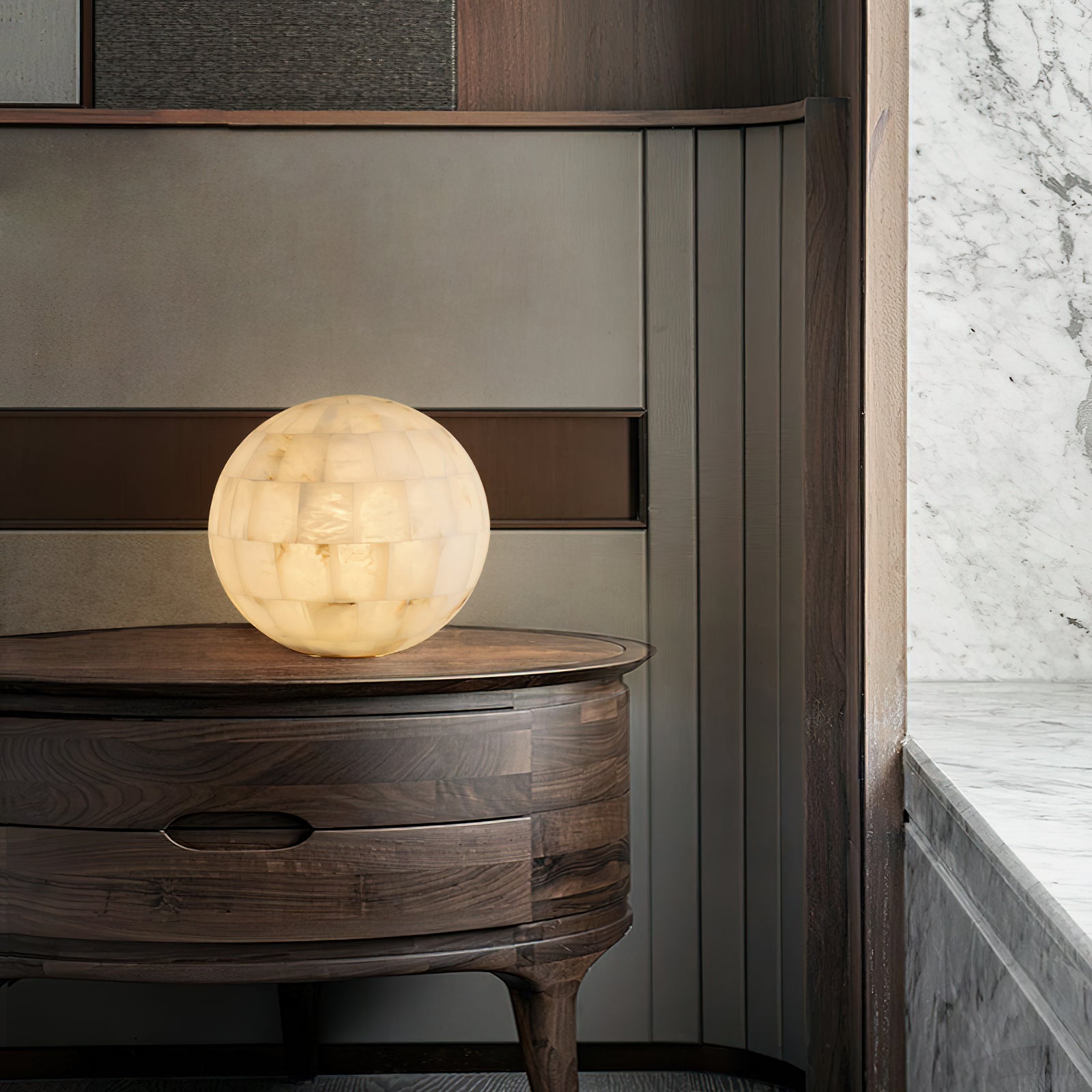 Alabaster Ball Table Lamp