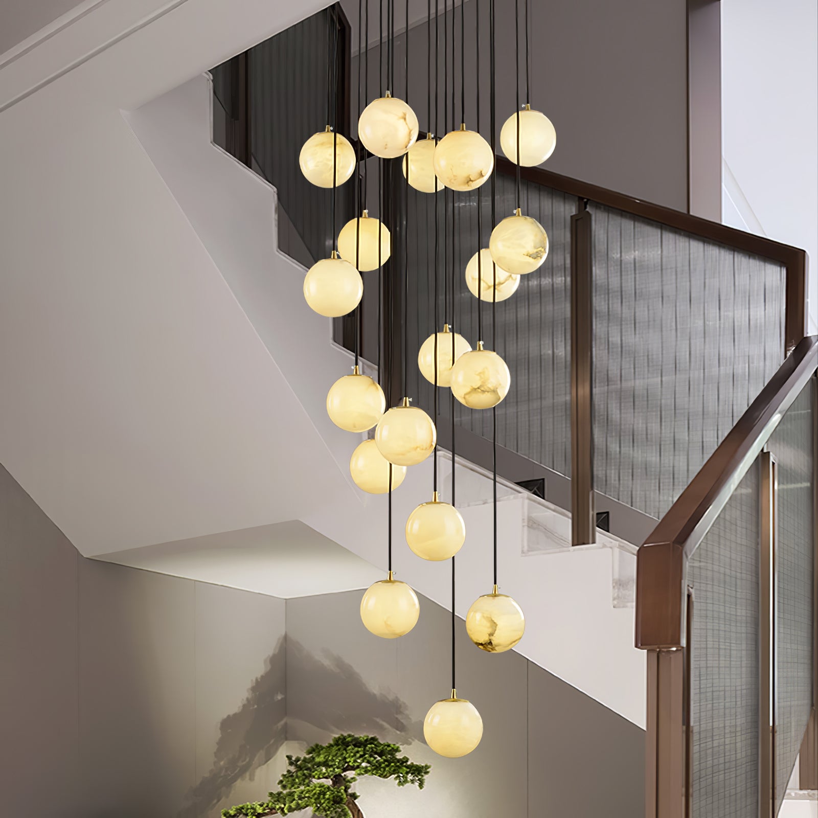 Alabaster Balls Cluster Chandelier