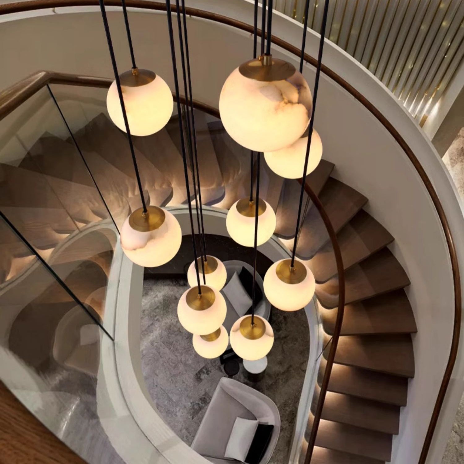 Alabaster Balls Cluster Chandelier