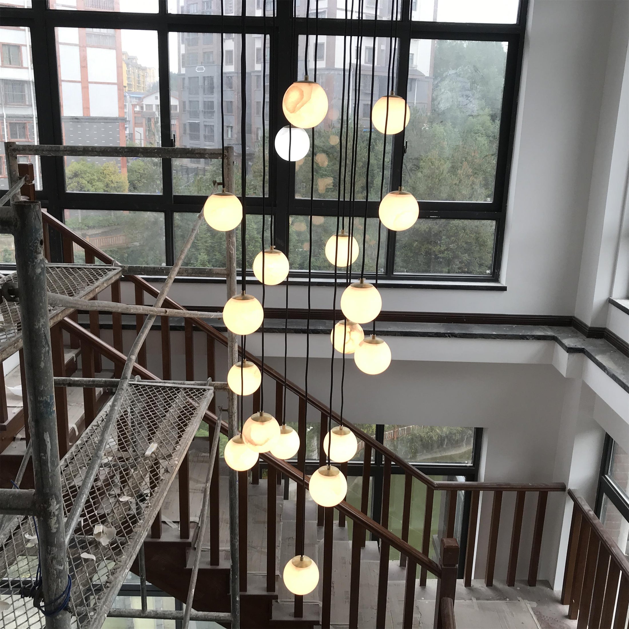 Alabaster Balls Cluster Chandelier