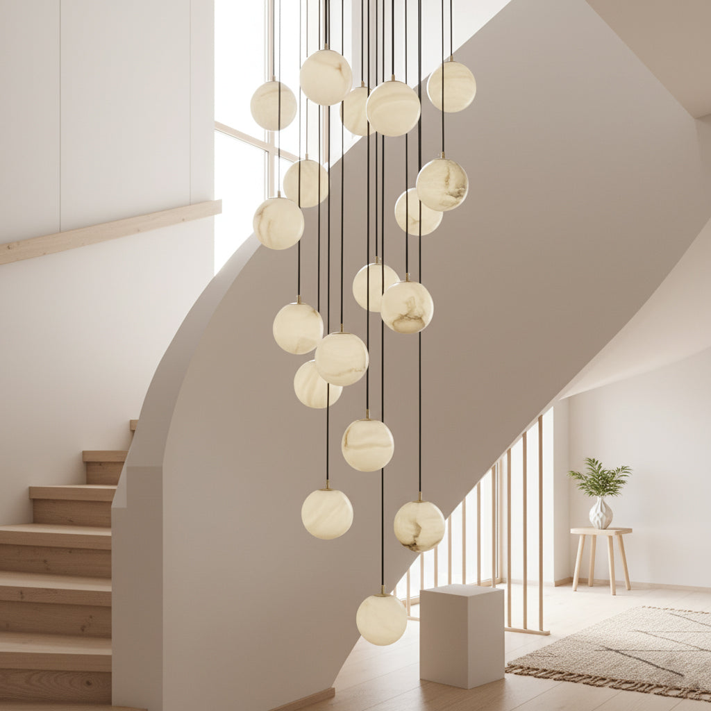 Alabaster Balls Cluster Chandelier