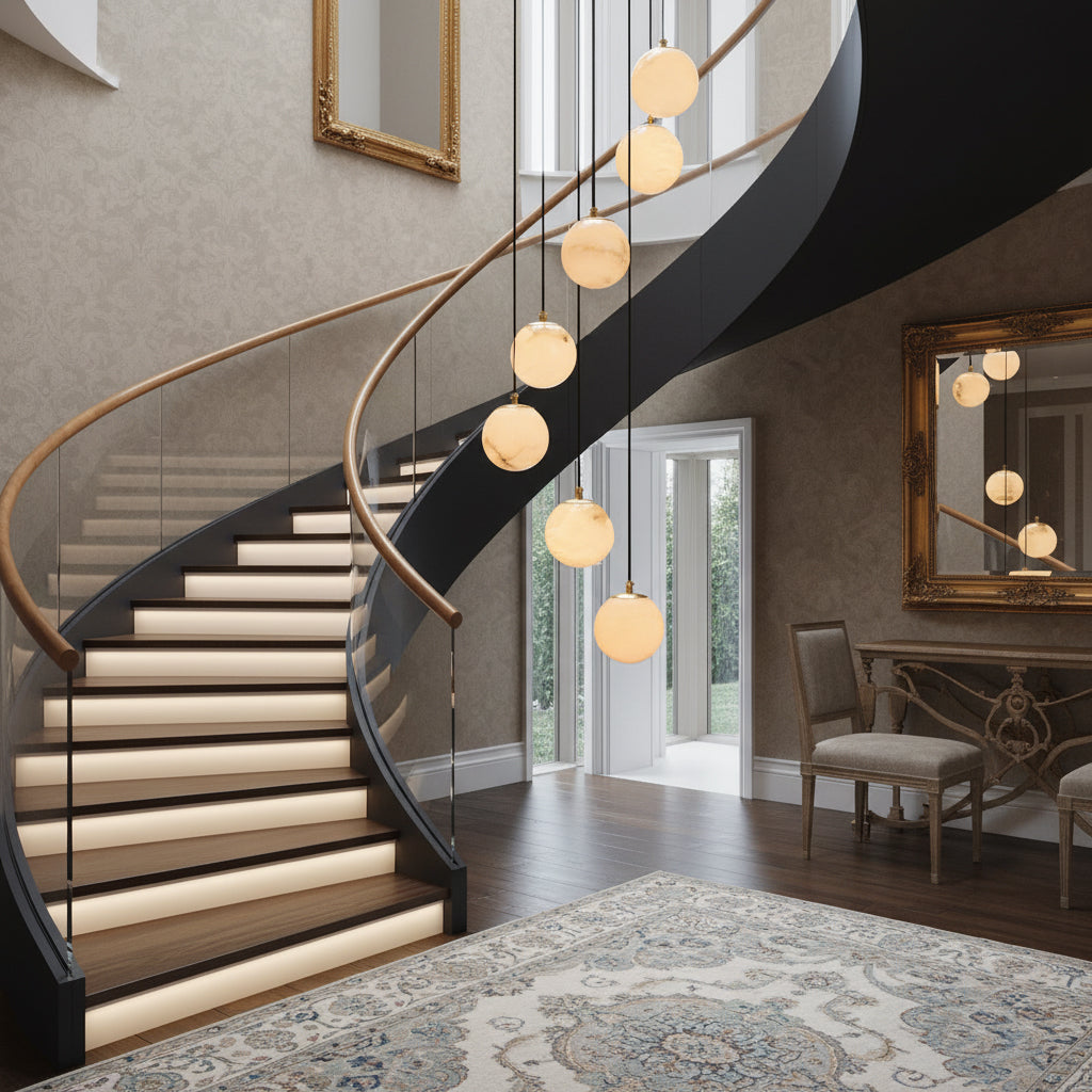 Alabaster Balls Cluster Chandelier