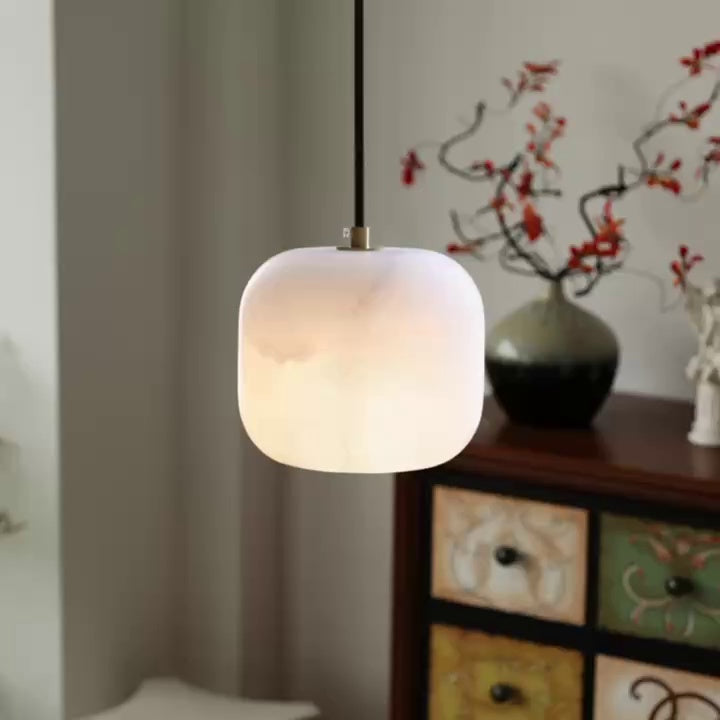 Lampe à suspension de chevet en albâtre