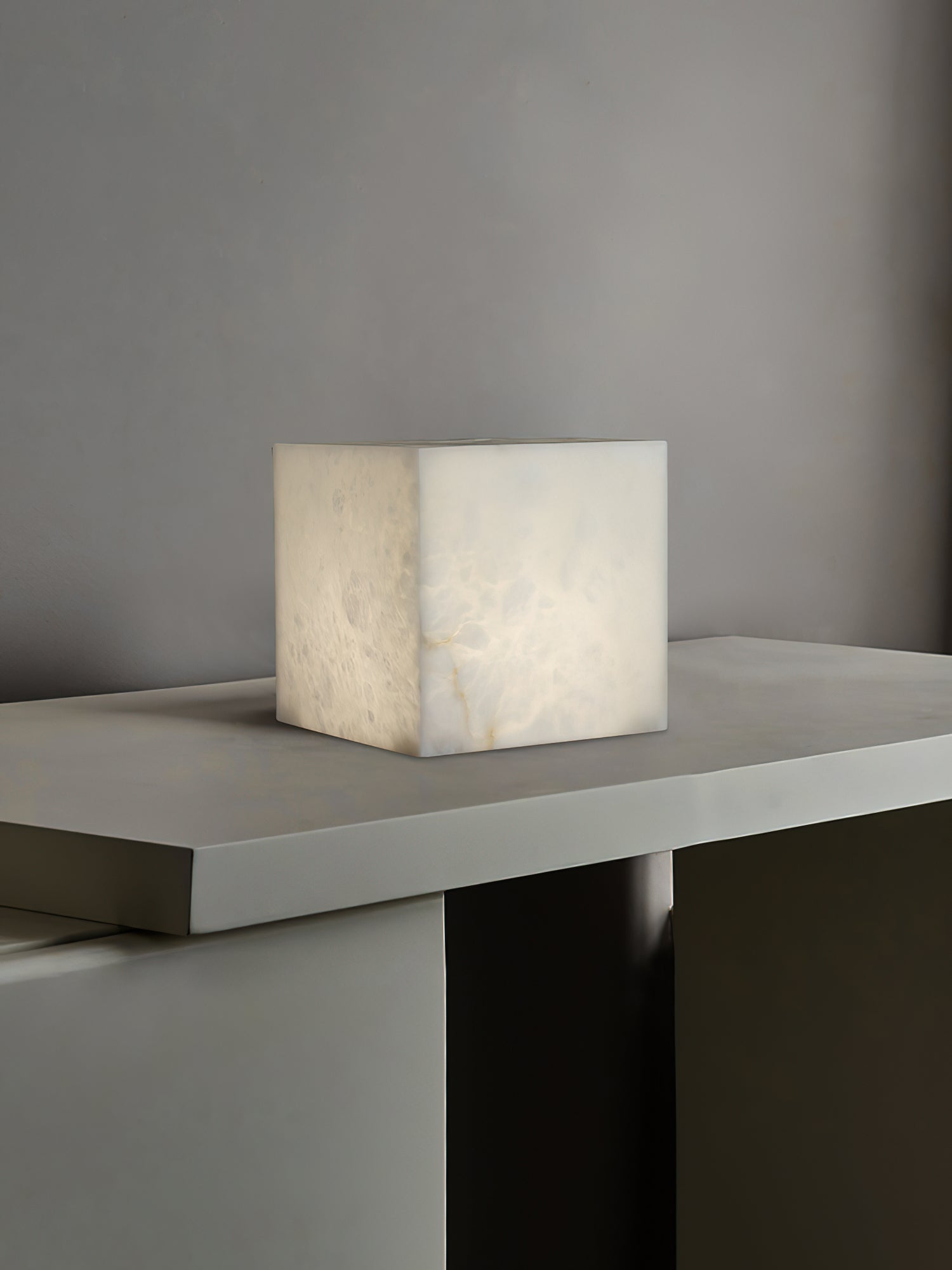 Alabaster Cubic Table Lamp