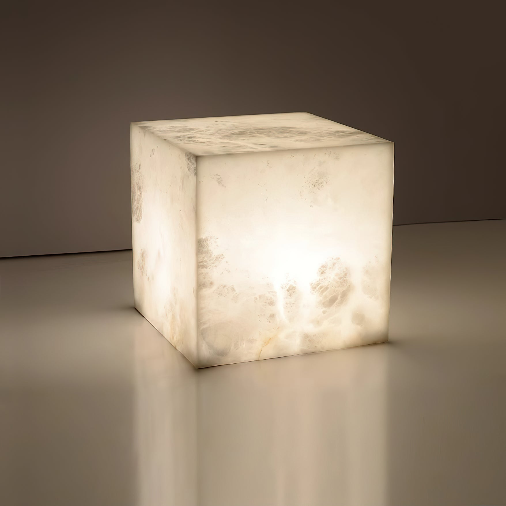 Kubische Alabaster-Tischlampe