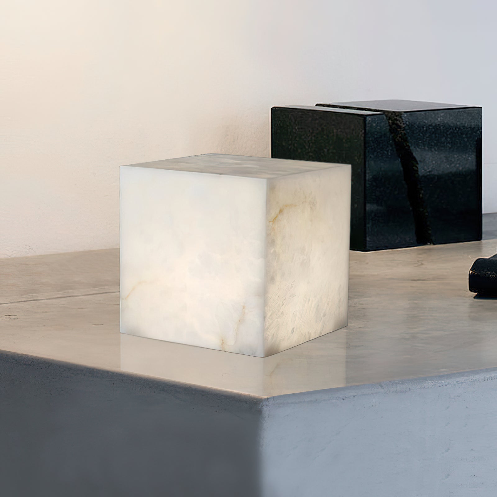 Alabaster Cubic Table Lamp