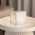 Load image into Gallery viewer, Alabaster Cubic Table Lamp
